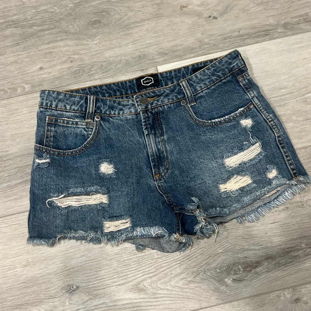 RVCA Blue Distressed Jean Shorts